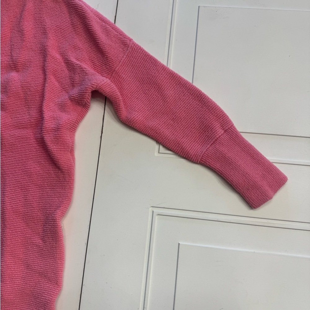 Free People Bright Pink Knit Scoop Cowl Neck Oversized Sweater Size XS - Picture 5 of 7